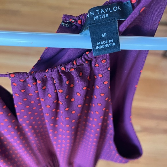 Elegant Burgundy Polka Dot Dress - Picture 4 of 6